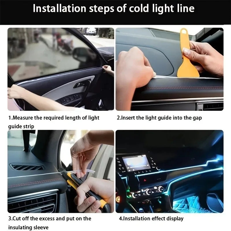 Car LED Flexible Strip Cool Light Fit For Toyota 4Runner 2025-2026, Music Sync Ambient Lamp 256 Colors Dashboard Through-body Light Easy Install Non-Waterproof Car Interior Atmosphere Light