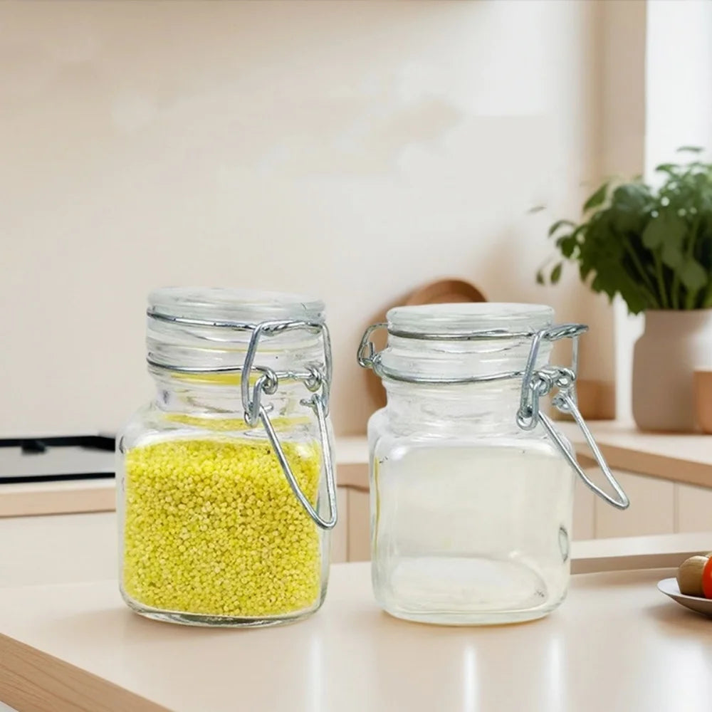 Buckle Glass Jar Transparent Airtight Glass Jar Wide Mouth Container Stylish Sealed Storage Jar For Spice Organization Coffee