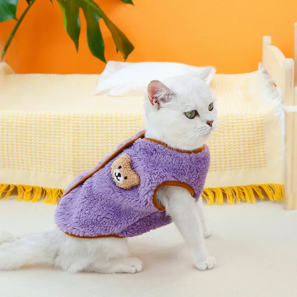 Luxury Pet Cat Costume Clothes for Cats Winter Kitten Sphynx Sweatshirt Puppy Fleece Vest Warm Jacket Coat Small Dogs Clothing