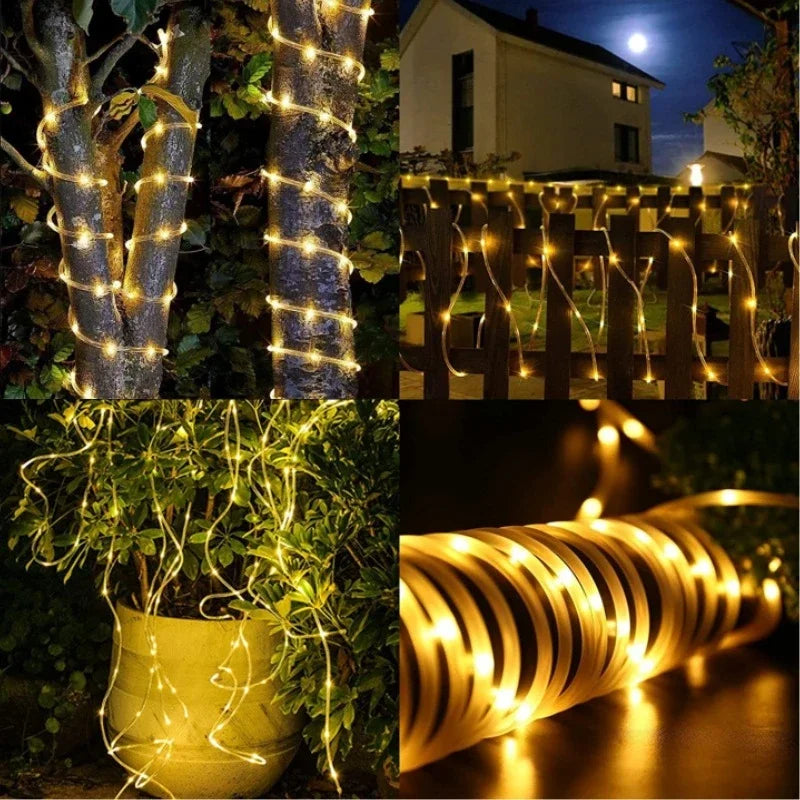LED Rope Light String Solar Power Outdoor Fairy Lights