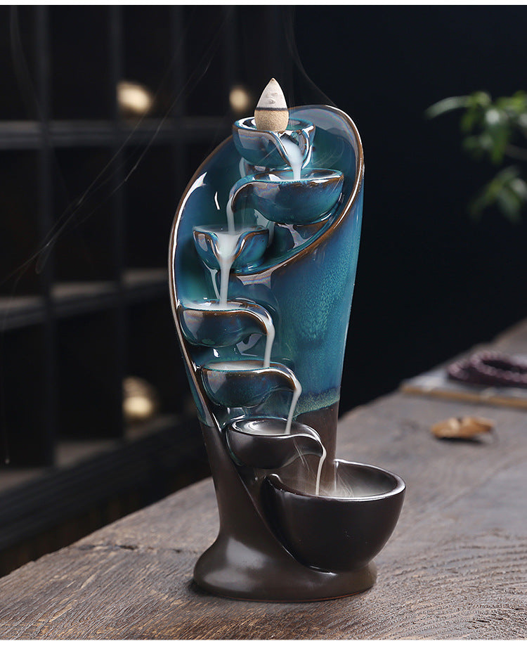 1pc,Handmade Torch Design Waterfall Incense Burner Creative Home Decor Incense Holder Portable Ceramic Censer (Without Incense)