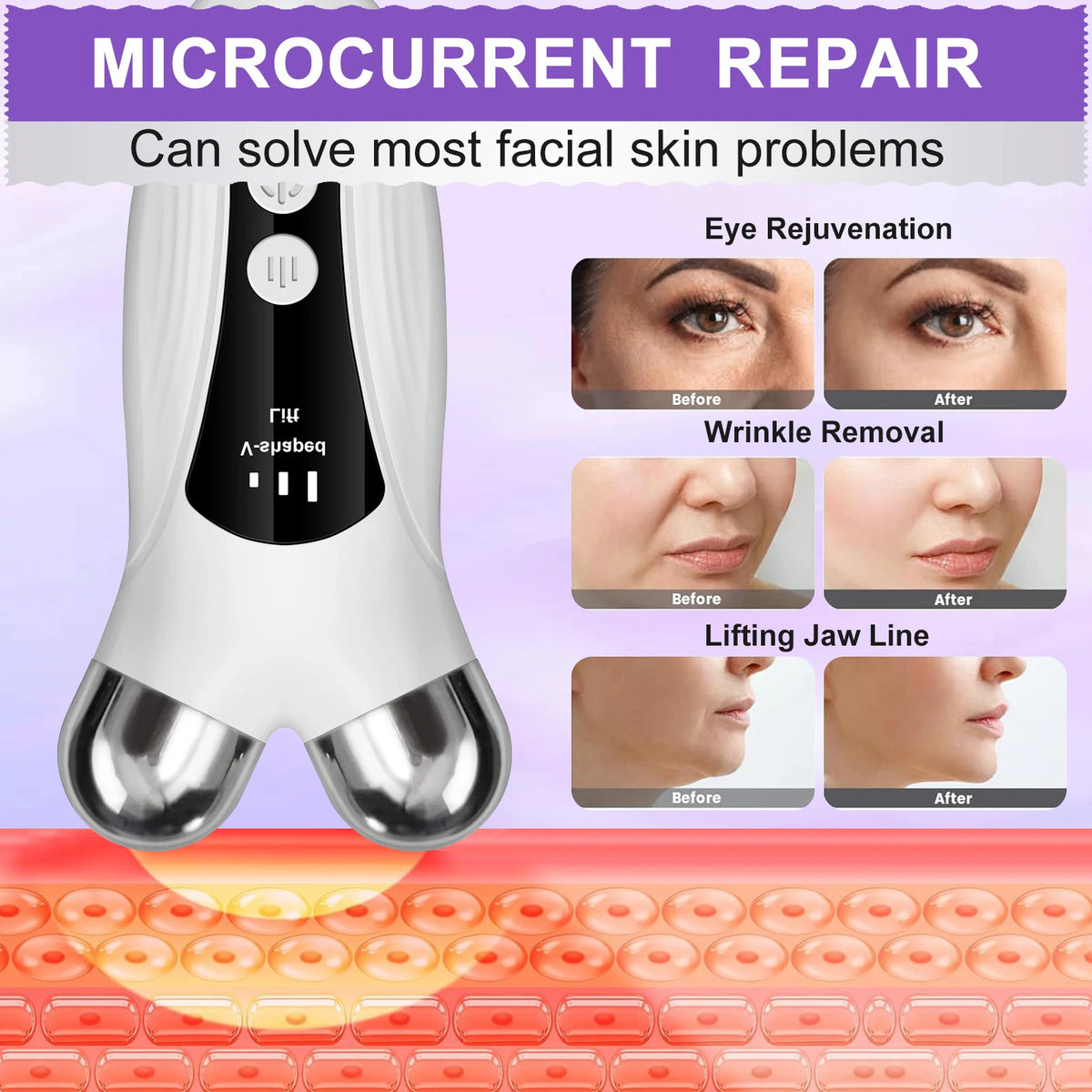 CMH FaceCare Lifting Machine V-Face Roller Skin Rejuvenation Anti-Wrinkle Beauty Device EMS Facial Massager Roller Microcurrent