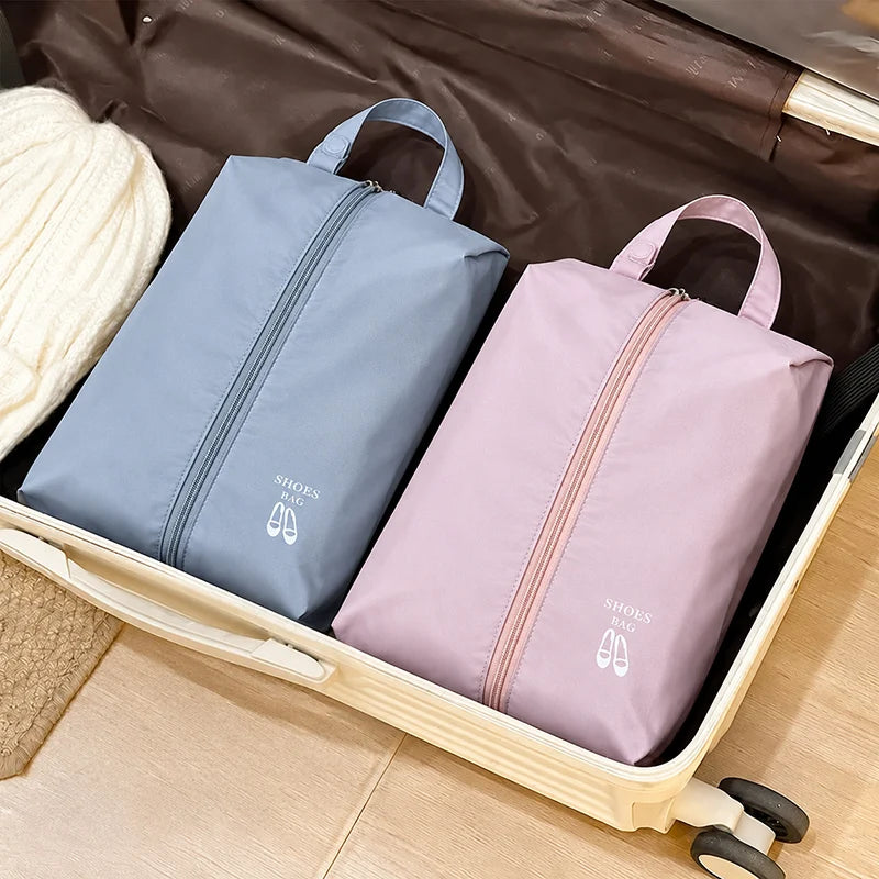 Portable Waterproof Shoe Bag Dual Compartments Zipper Shoe Organizer