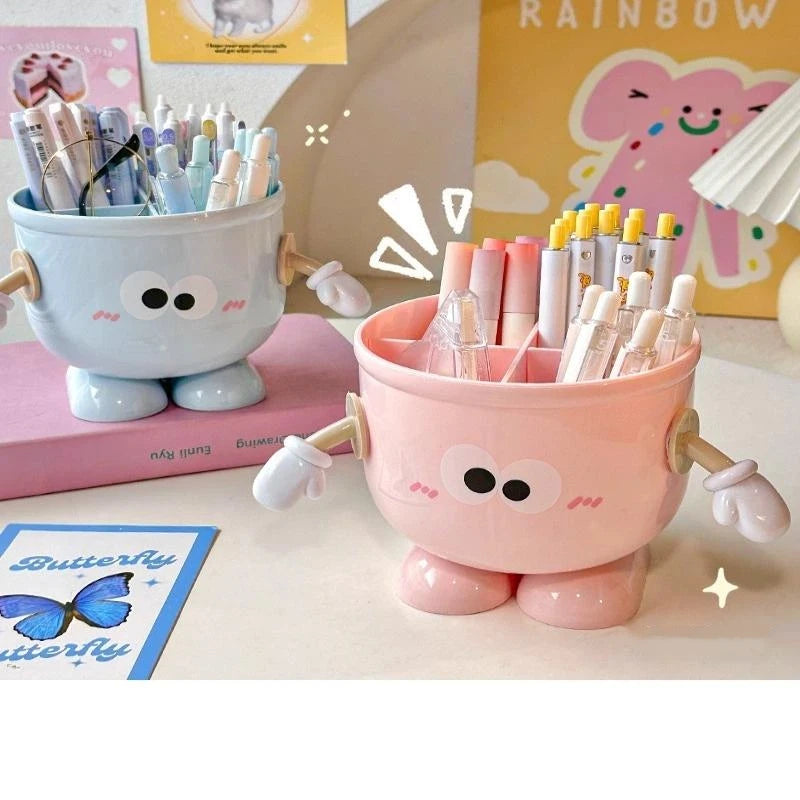 Creative Big Eyes Pencil Holder With Hook Table Stationery Storage Box Pen Holder Rack Student Children Girls Desk Organizer