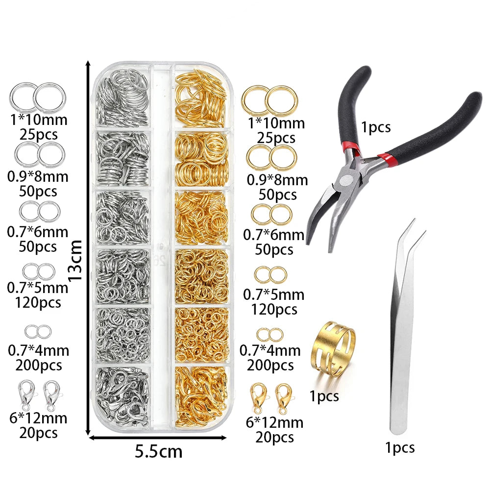 1Box Jewelry Findings Kits Zinc Alloy Open Jump Rings