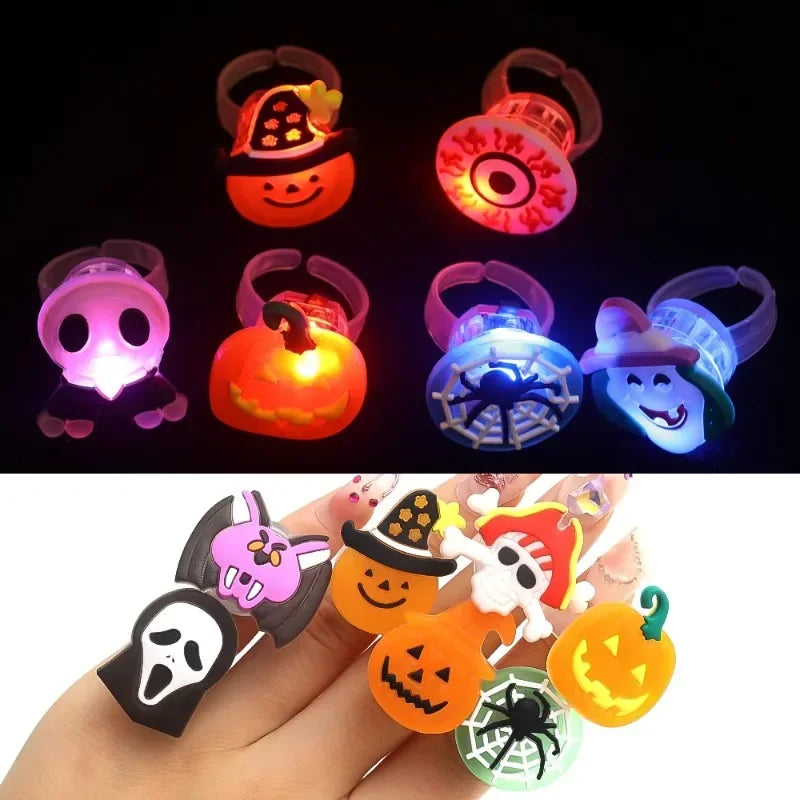 LED Luminous Halloween Toys Pumpkin Ghost Skull Glowing in Dark Fingers Toys with Light Birthday Party Decoration Props Supplies