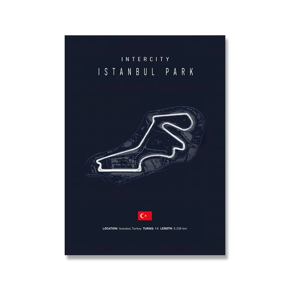F1 Circuit Poster Inpu Island Jerez Catalonia Sepang International Circus Circuit Canvas Painting Wall Picture Artist Home Decor
