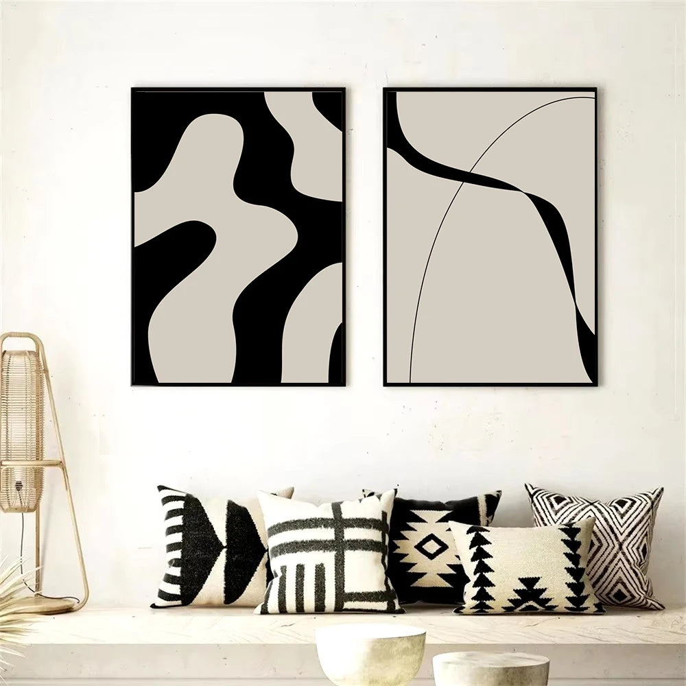 Minimalist Aesthetic Black And White Canvas Print Nordic Poster Abstract Paintings For Living Room Wall Art Pictures Room Decor