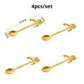 4pcs/set Stainless Steel Mini Cat Kitten Design Stainless Steel Coffee/Tea/Dessert/Drink/Mixing/Milkshake Spoon Flatware Gadgets