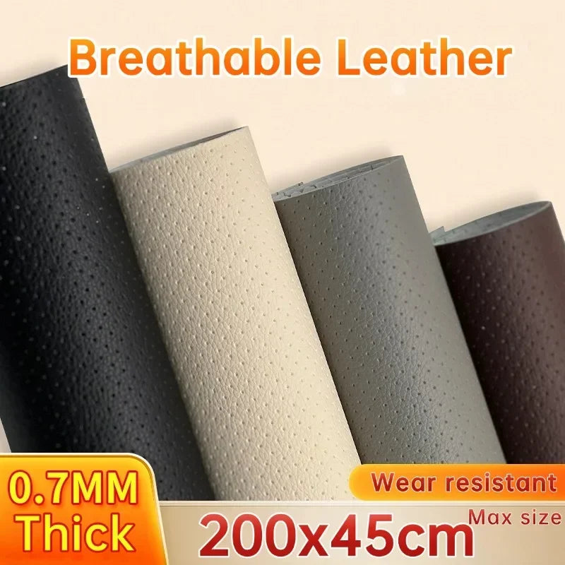 Self Adhesive Breathable Leather Car Seat Repair Perforated Faux Genuine Leather Leather Sofa Car Interior Refurbishment Sticker