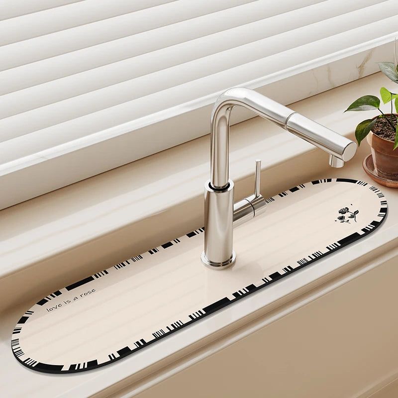 Kitchen Sink Faucet Mat Absorbent Faucet Splash Guard Drain Pad Bathroom Countertop Protector Diatomite Faucet Rug Washable
