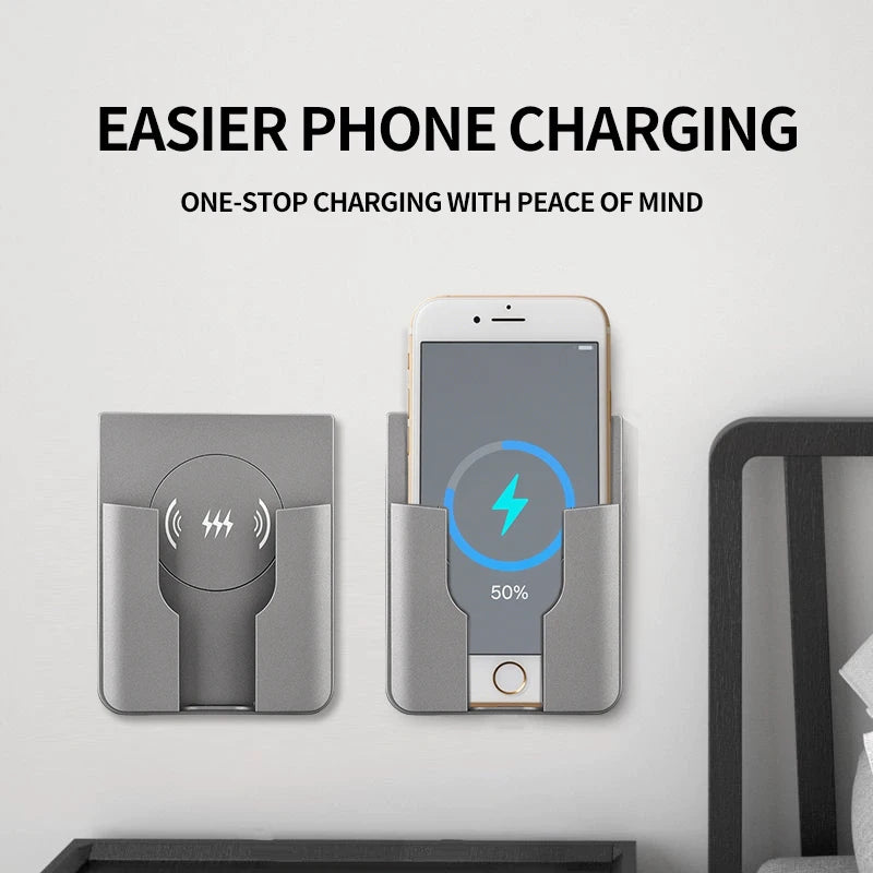 QI Universal Flush Wall Mount Wireless Charger,15W Fast Charging Stand for Phones,AC 110–220V
