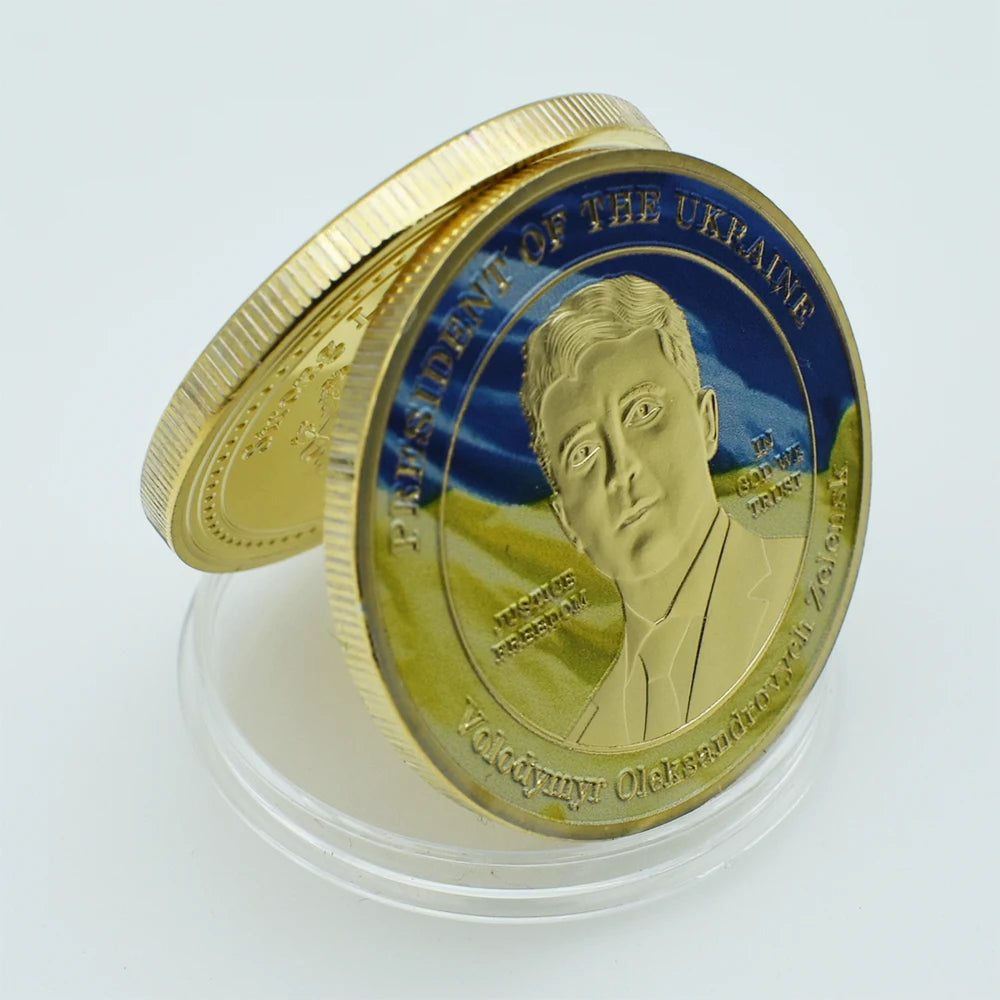 2022 Ukrainian Presidential Challenge Coin Zelensky War Coin Embossed Three-dimensional Commemorative Coin Collection Gift