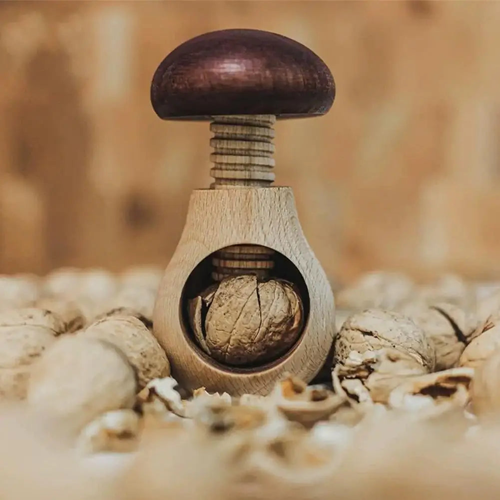 Mushroom Shaped Nut Cracker Wooden Walnut Opener Walnut & Hard Shell Nut Opener Tool For Kitchen