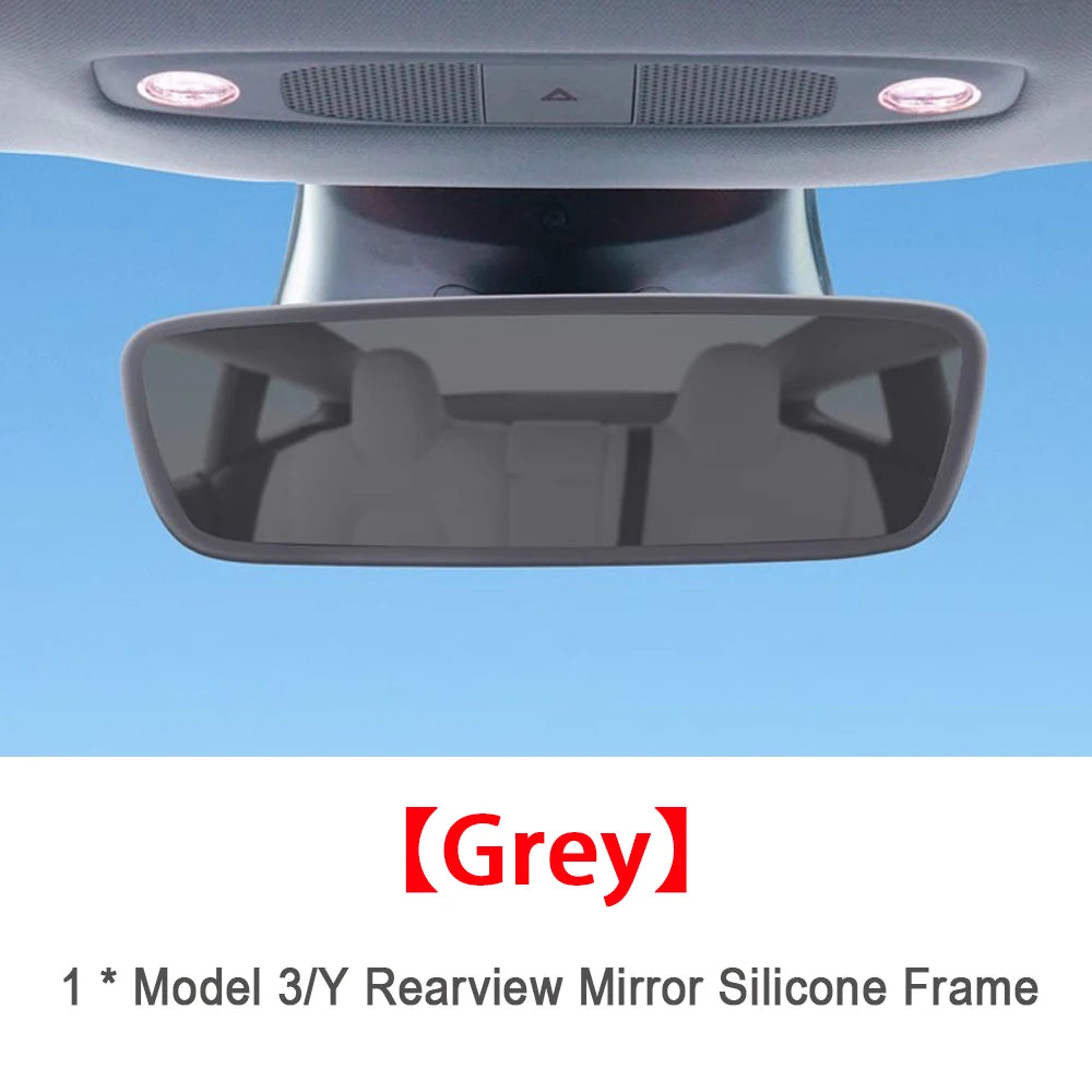 Rear View Mirror Protector Frame Cover For Tesla Model 3 Y YL Juniper 2026 2025-2020 Center Console Rearview Trim Silicone Trim