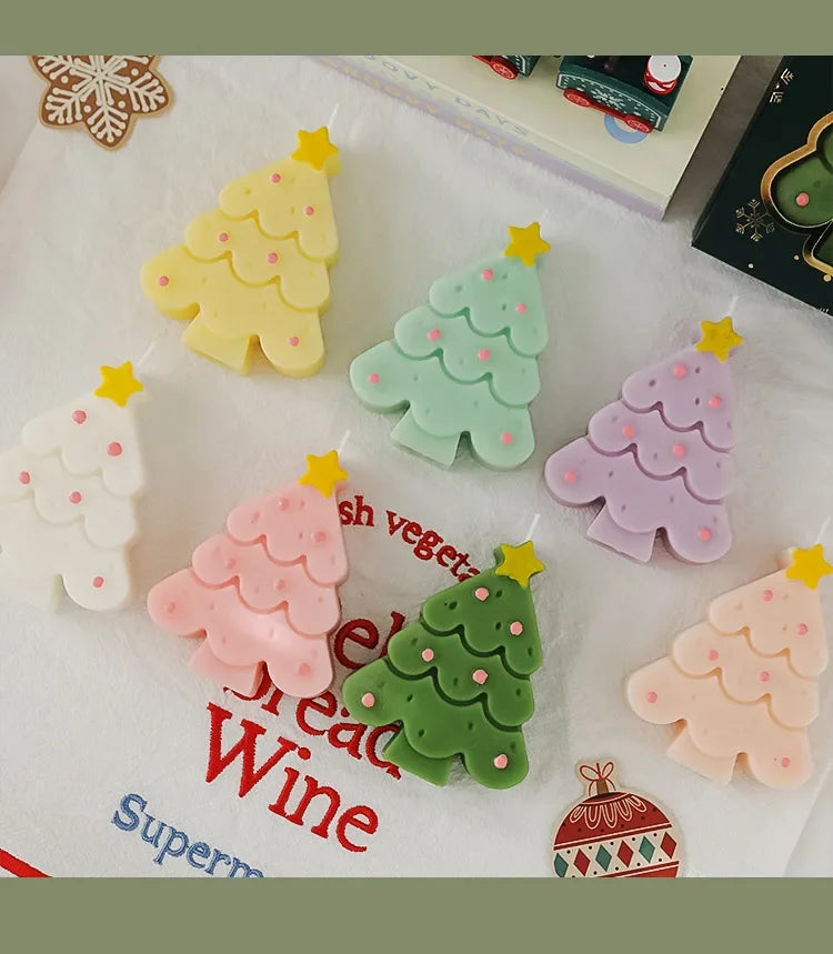 Christmas Scented Candle with Box Mini Christmas Tree Shape Fragrance Candle Home Decor Candle Gift for Friends Women Souvenir
