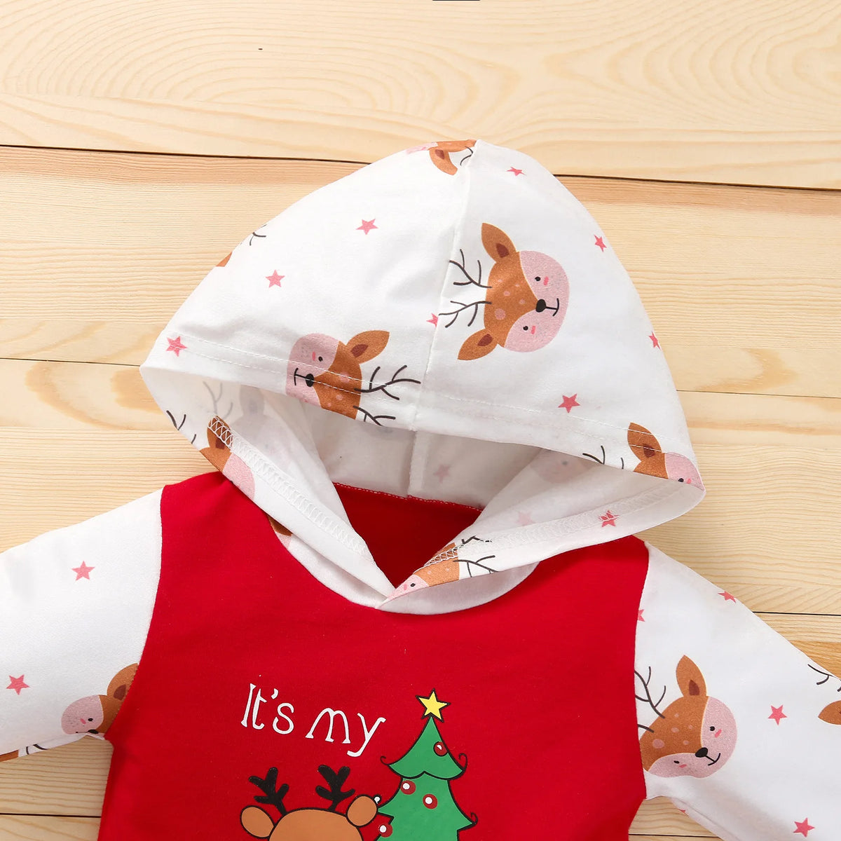 Autumn Baby Girl Deer Print Christmas Jumpsuit Long-Sleeved Front
