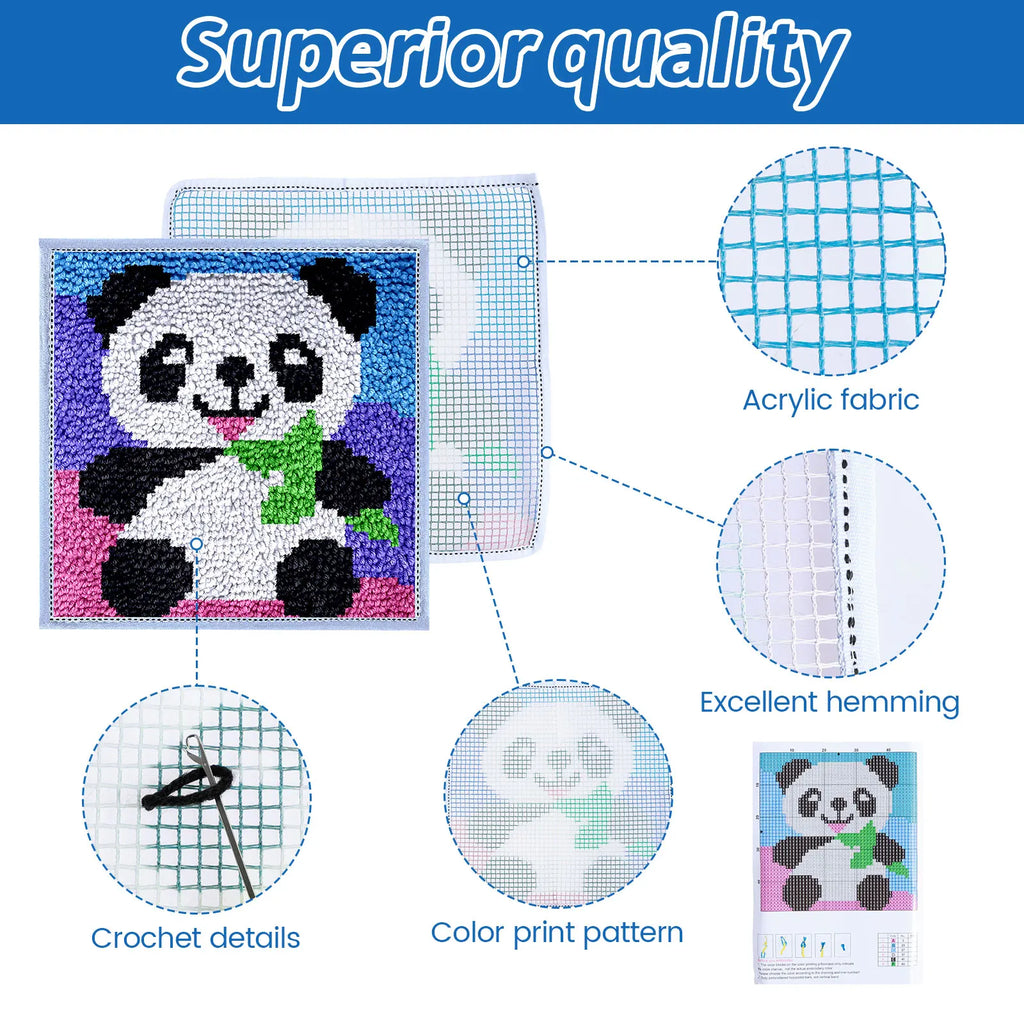 DIY Carpet Embroidery Set with Printed Pattern Cartoon Latch Hook Rug Kits for Adults Beginners Kids Crochet Needlework Crafts