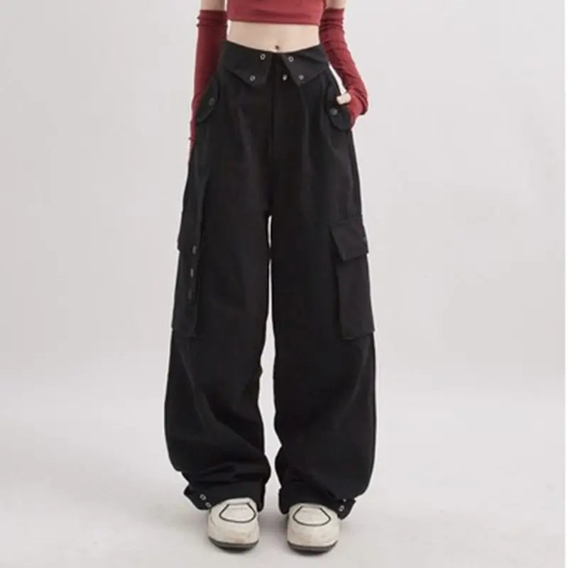 Y2K Cargo Pants Women Low Waist Sweatpant Side Streetwear Vintage