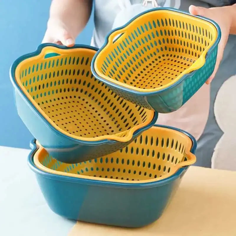 8PCS Kitchen Sink Vegetable Drainer Fruit Basket for Multifunctional Stackable Fruit Washing Basin Vegetable Drain Basket Basin