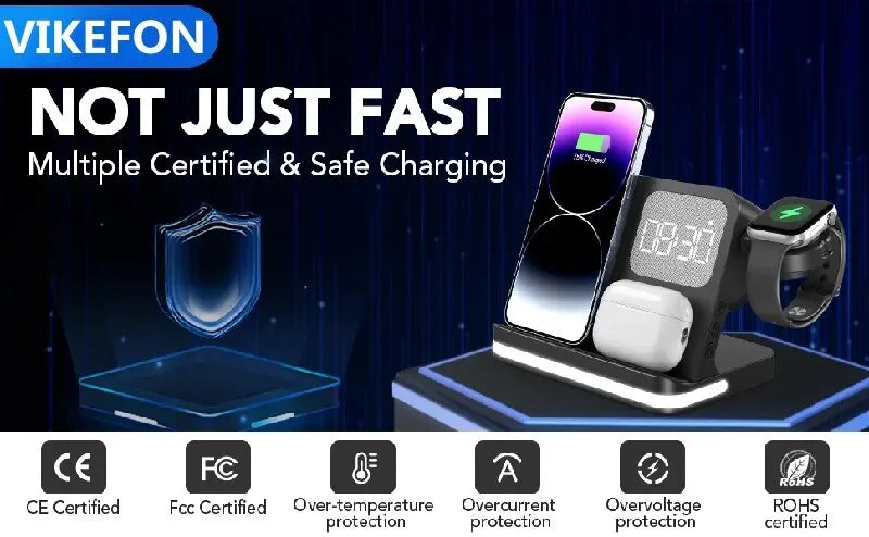 6 In 1 Wireless Charger Stand For iPhone Samsung S23 S22 Ultra Note Fold Galaxy Watch 5 4 Active Buds Fast Charging Dock Station