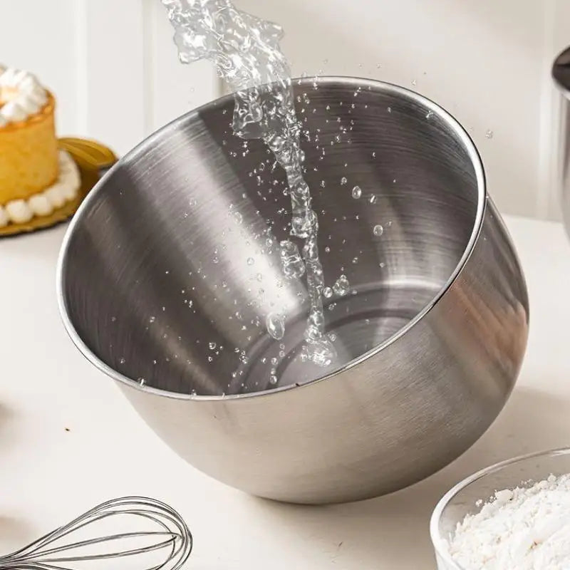 1Pc Multi-Purpose Stainless Steel Bowl - Deep Mixing Basin for Baking Cake Egg Beater Salad, Fruit Storage Kitchen Cooking Tool
