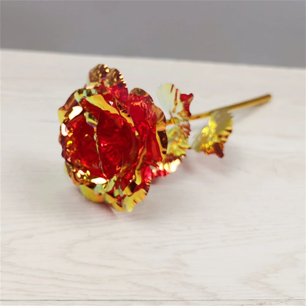 1pcs Artificial Flower Foil Rose Flower Valentine'S Day Gifts 24k Golden Plated Gold Rose Lasts Forever Love Flower For Wife