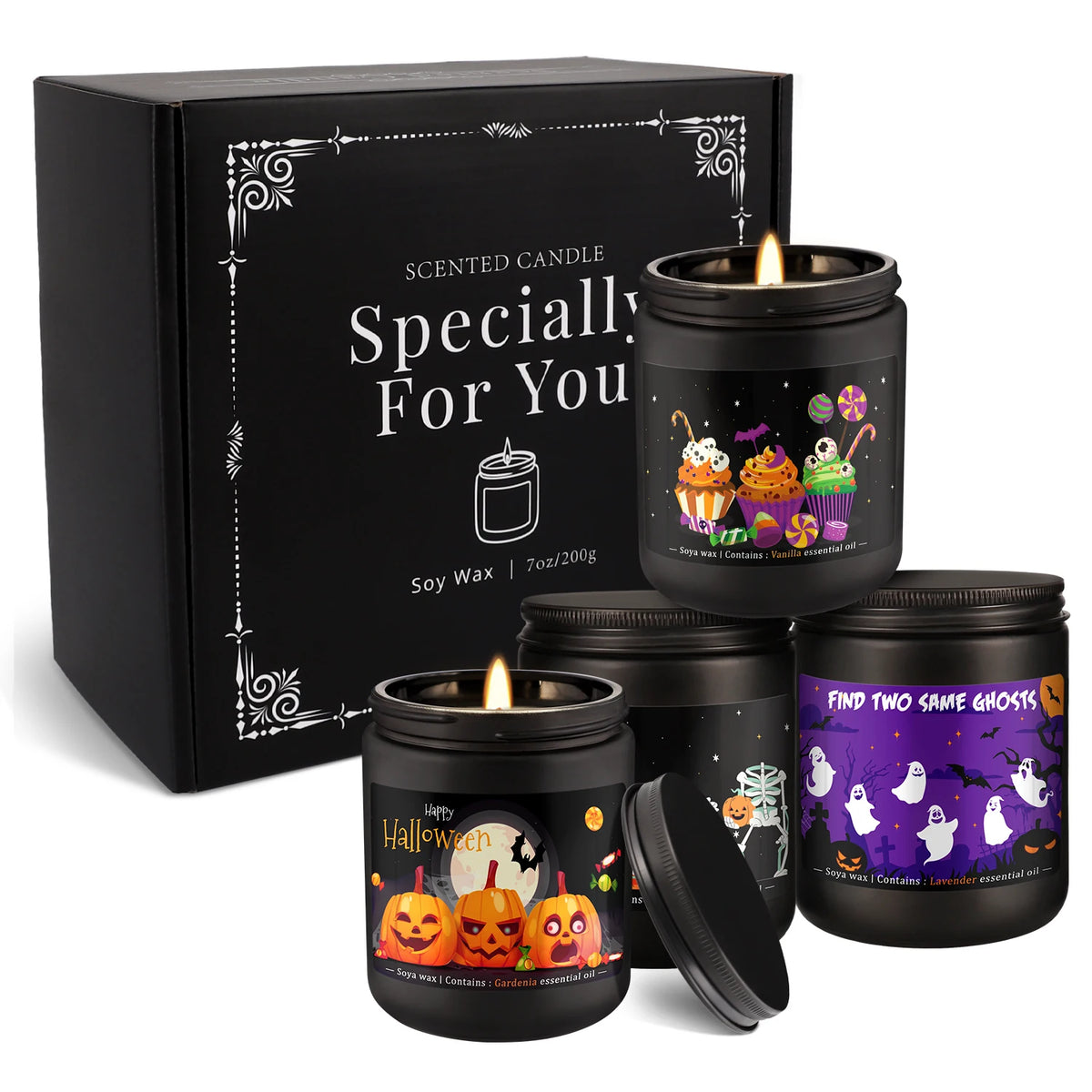 Halloween Candles, 4-Pack, 7oz