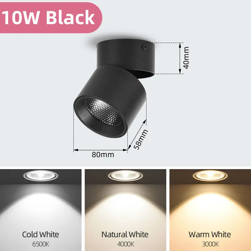 Led Down light 3 Color Ceiling Foldable  DownLight 20W 12W 7W 10W 15W Spotlight Light  for Kitchen Home Decor Surface Mounted