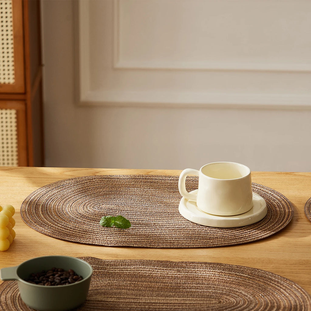 Set Oval Rop Cotton Braided Table Place Mats Braided