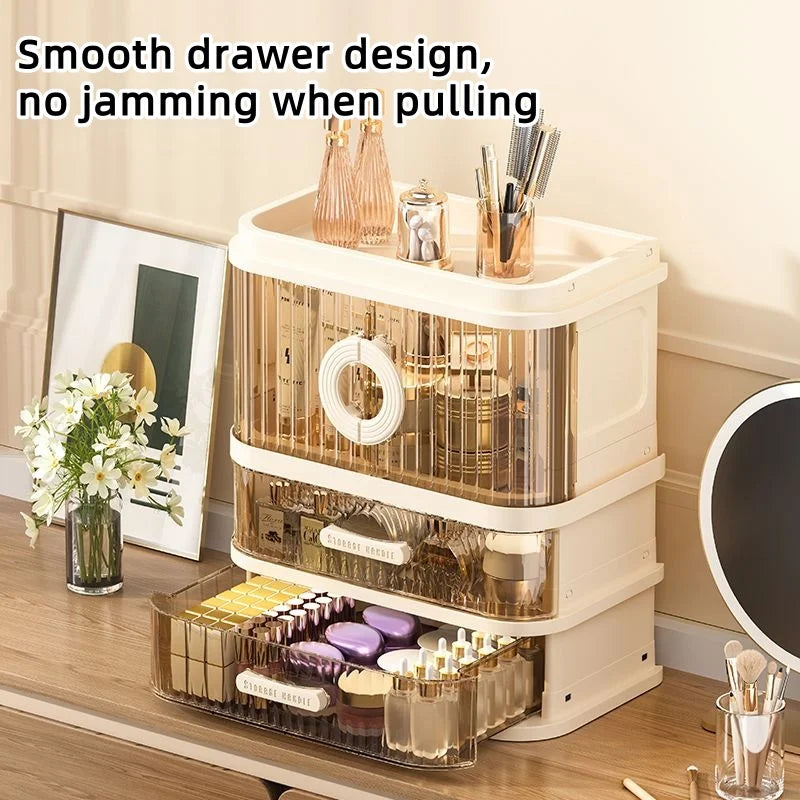 1 pcs Folding storage box, cosmetics desktop dressing table, lipstick and skin care products, large-capacity storage rack