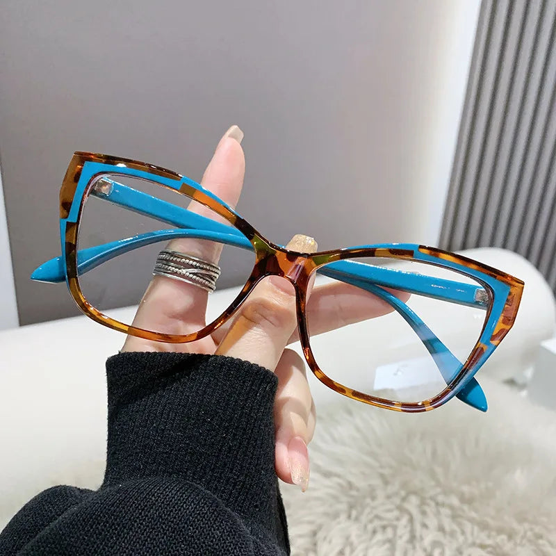 2024 Anti-blue Light Women Cat Eye Eyewear Luxury Metal Frame Oversized Optical Spectacle Eyeglasses Female Vintage Glasses