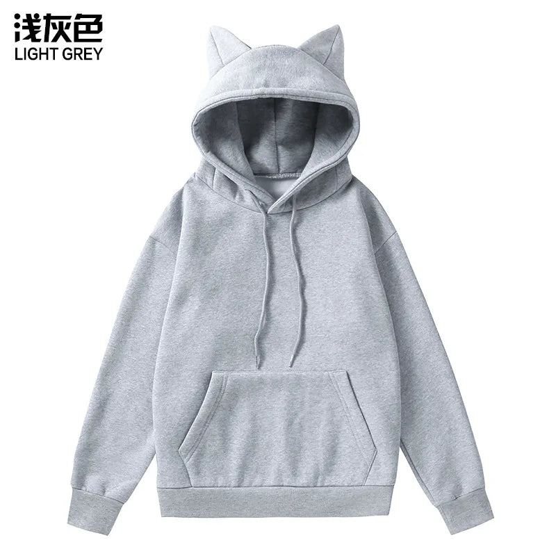2024 New Winter Men's Hoodie Sweater Pullover South Korea Fashion Men's Cat Ears Cute Japanese Top Personality Sweatshirt Women