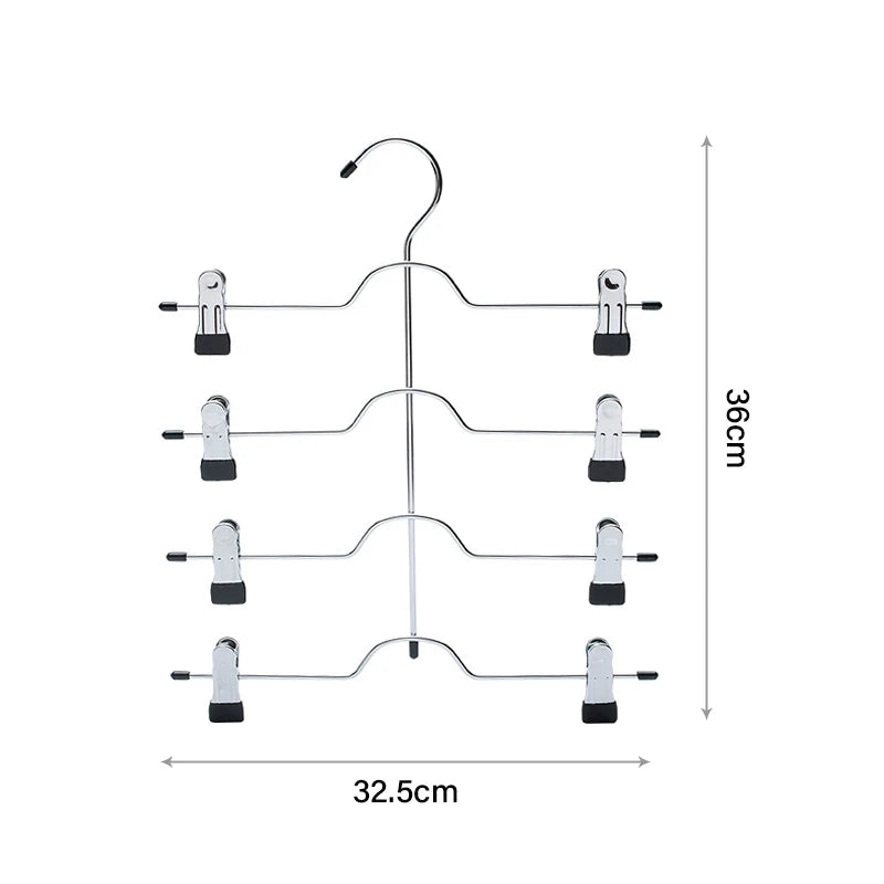 4/6-Tier Skirt Pants Shorts Hangers with Adjustable Clips Space Saving No Slip 12 Clips Clothing Storage Metal Skirt Rack
