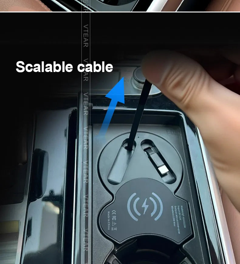 For Audi Q7 2020-2025/ Audi Q8 2017-2025 Car Wireless Charger with Expansion Cable Dual Port Type-C Fast Charging Adapter