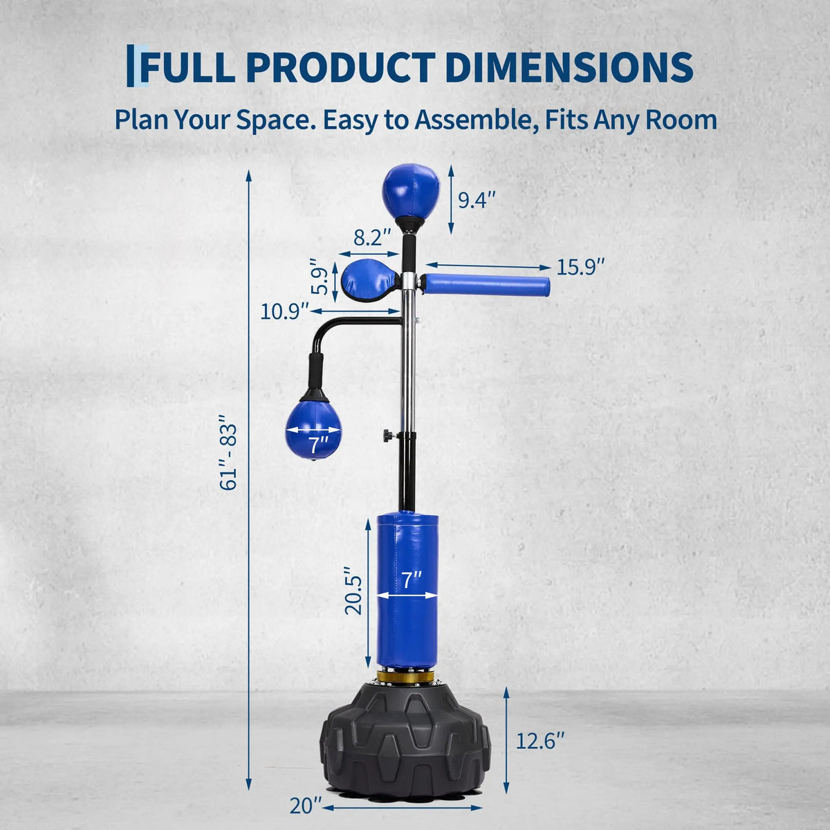 Height Adjustable Freestanding Boxing Bar with Swivel Bar and 2