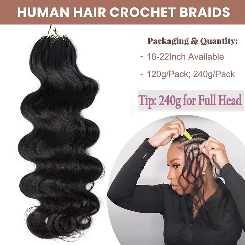 12A 10-30 Inch 1-5PCS Body Wave Knotless Pre-Separated Crochet