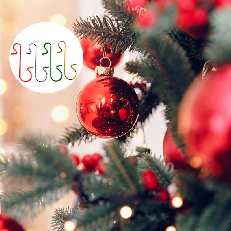 100Pcs Christmas Ornament Metal S-Shaped Hooks Holders Tree Ball Pendant Hanging Decoration for Home Navidad New Year
