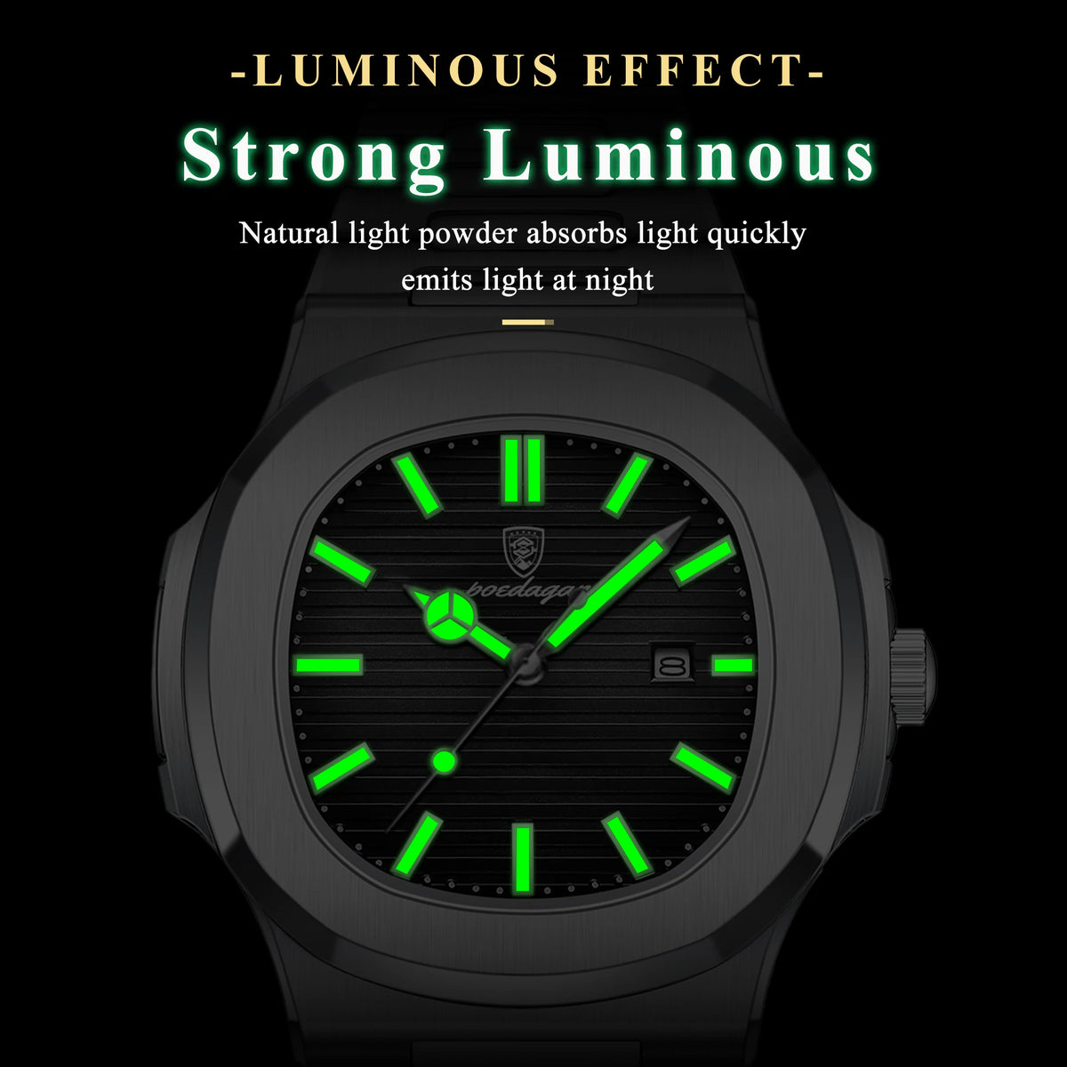Poedagar Square Luxury Men Wristwatch Waterproof Luminous Date High
