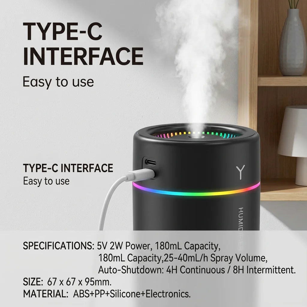 Colorful LED Car Aromatherapy Humidifier