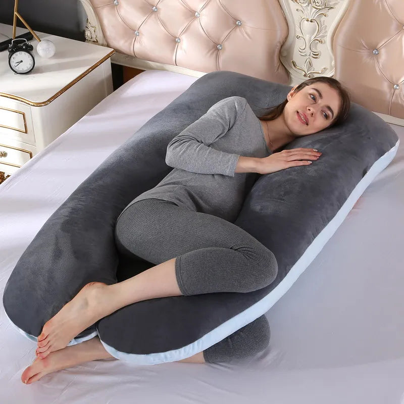 Soft Fleece U-shaped Pregnancy Pillow - Multi-function Maternity Body