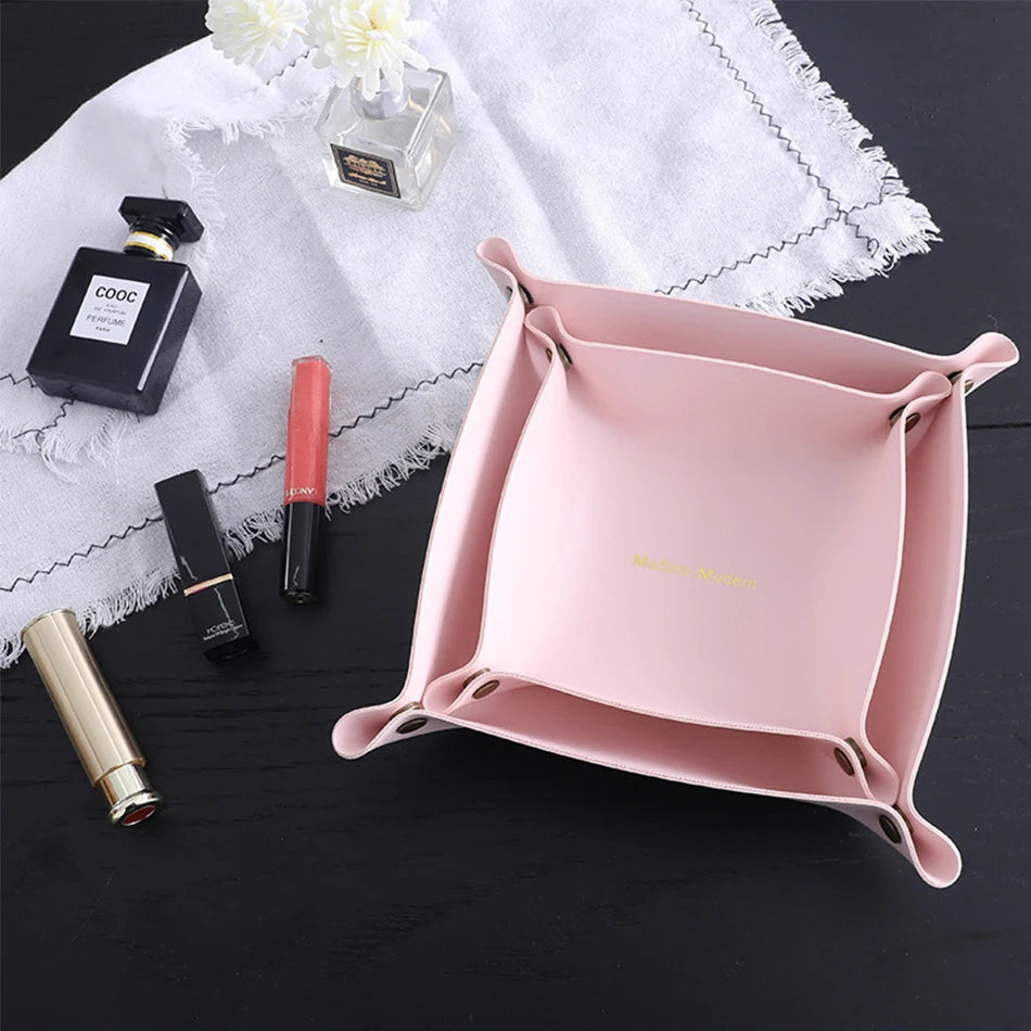 Trays Leather Personalized Desk Organizer Desktop Storage Box for Jewlery Key Cosmetics Glasses Headphone Wallet Office Home Use