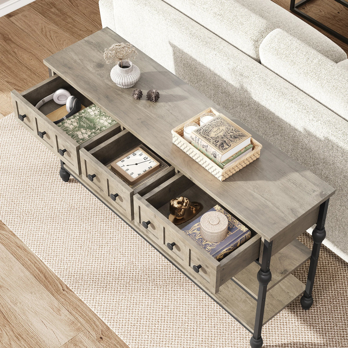 GarveeLife Farmhouse 52" Narrow Console Table