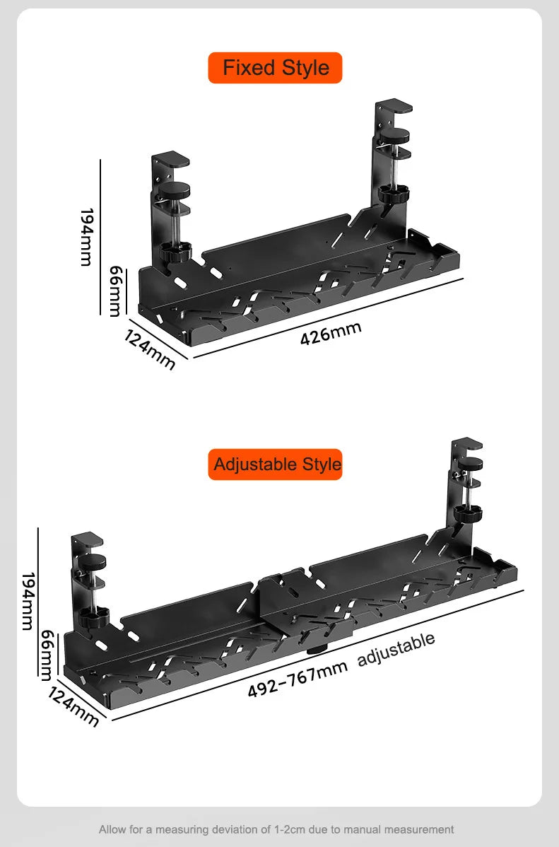 New No Punching Under Table Storage Rack Metal Cable Management Tray Standing Desk Organizer Cord Management Storage Accessories