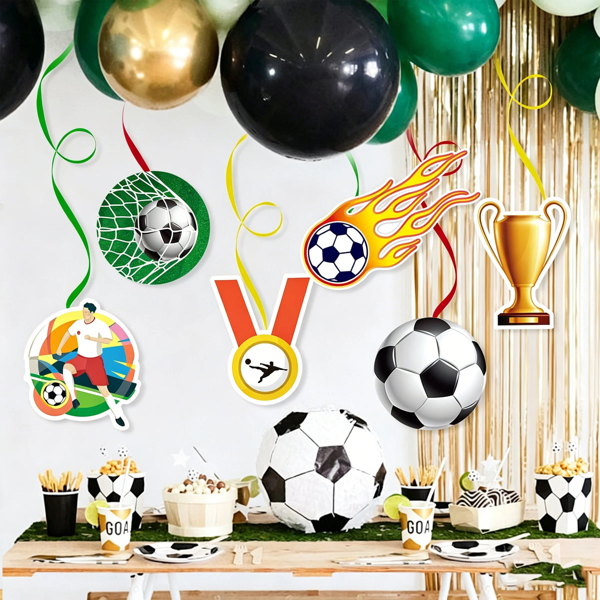 2sets/1set Soccer Happy Birthday Banner Set Football Theme Birthday
