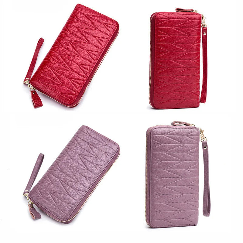 RFID Wallet for Women  Genuine Leather Female Travel Purse Zipper  Women's Wallet 36 Card Holder мини кошелек жен