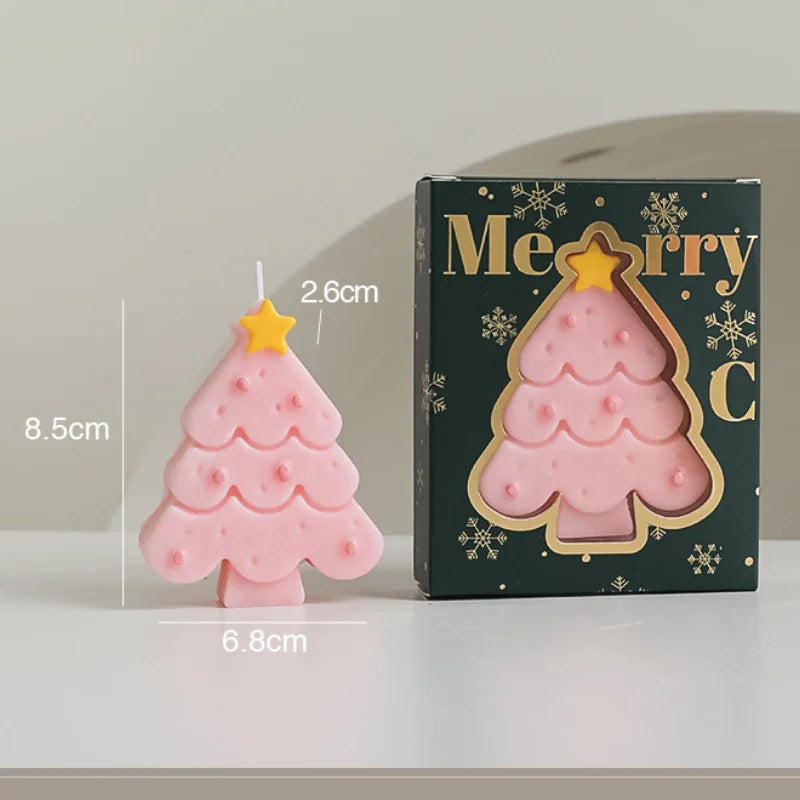 Christmas Scented Candle with Box Mini Christmas Tree Shape Fragrance Candle Home Decor Candle Gift for Friends Women Souvenir