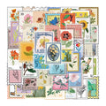 50PCS Creative Flower Stamp PET Waterproof Transparent Stickers Decorative Sunflower Flower Desktop Stickers