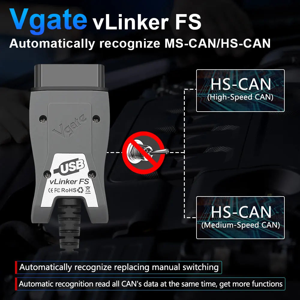 Vgate Vlinker FS Elm327 for Ford Forscan HS MS