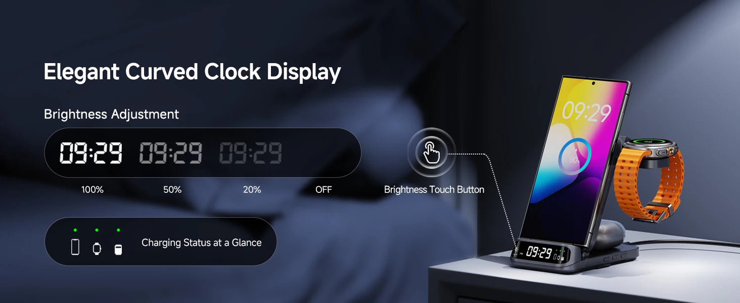 SwanScout 708S Charging Station for Samsung S25 S24 Ultra S23 Z Flip 7 Fold 6 5 Wireless Charger for Galaxy Watch 8 7 for Buds 3